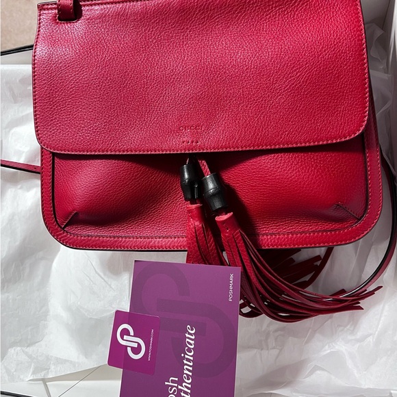 AUTHENTICATED GUCCI BAMBOO daily bright flame in RED!!👜 - Picture 6 of 9